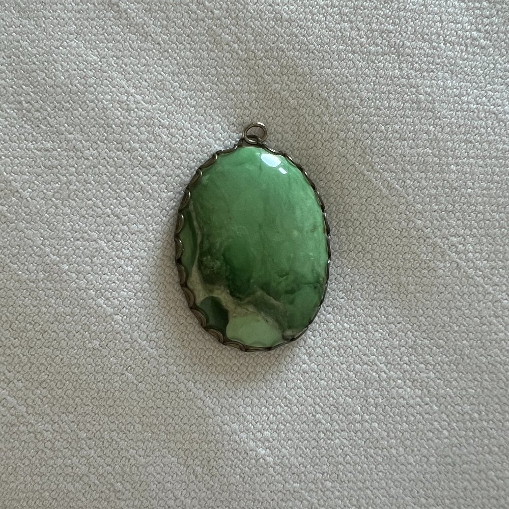 Large Jade Pendant Brass Pendant